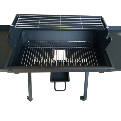 Trolley Charcoal Grill Outdoor dengan Meja Samping